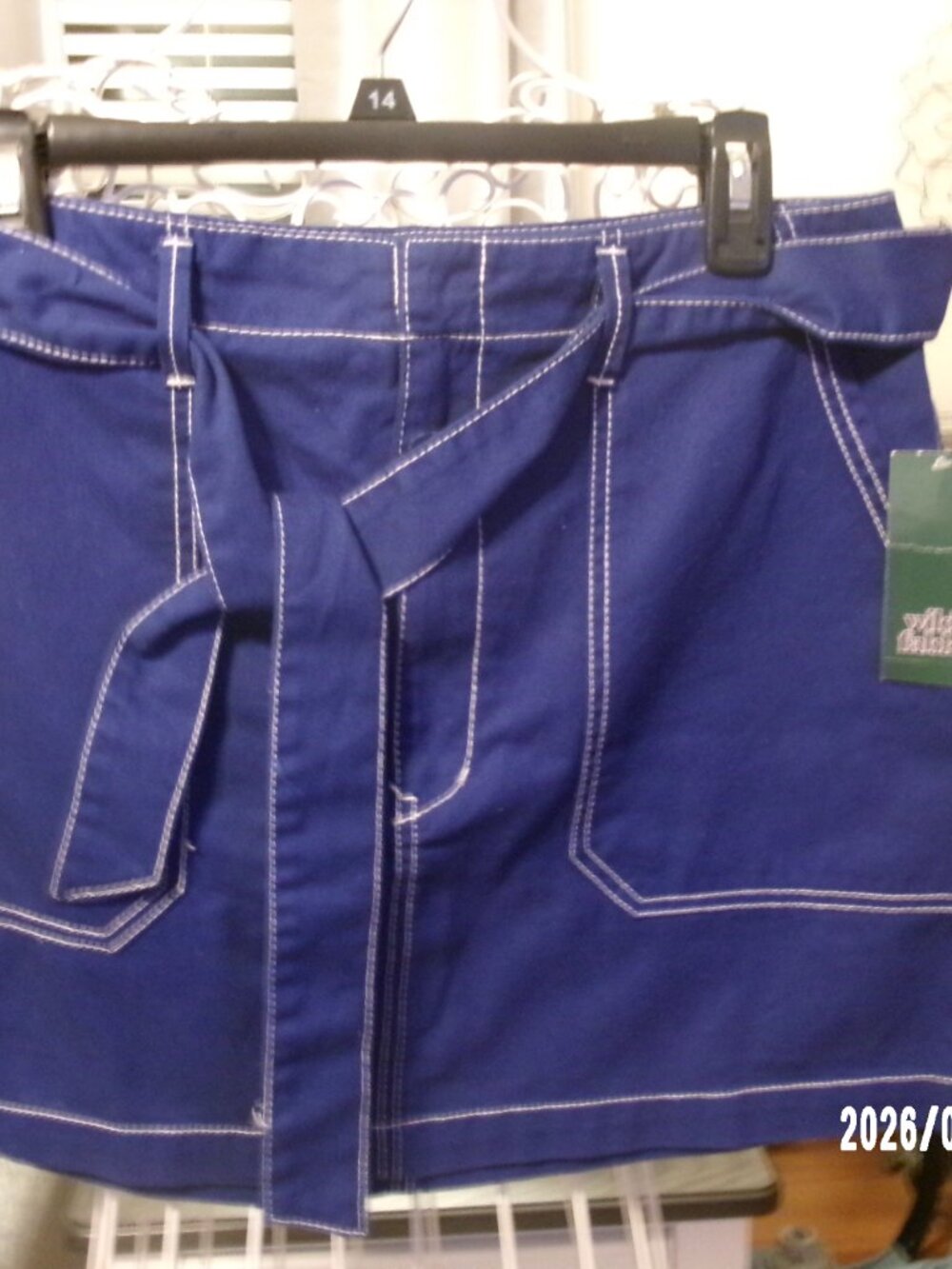 WILD FABLE Sapphire Royal Blue Short Denim skirt New w/tag Sz 10 4 pkts w/ tie